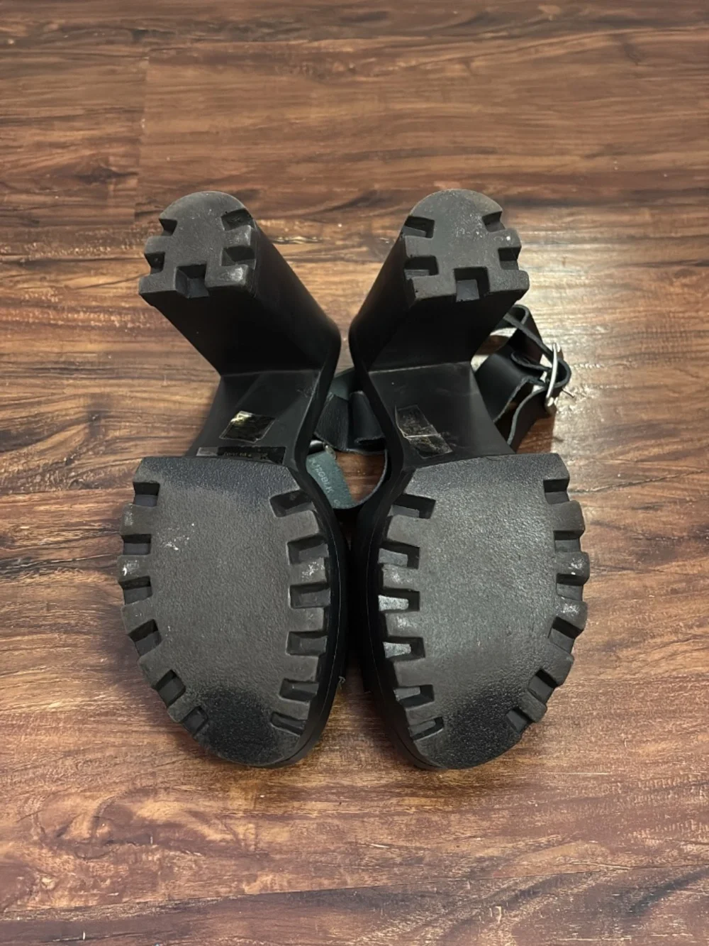 Topshop Black Leather Chunky Platform Heels